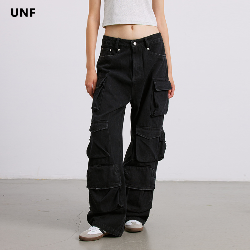 Cargo Wide Leg Jean  |  Womens Jeans Womens Clothing graphite black