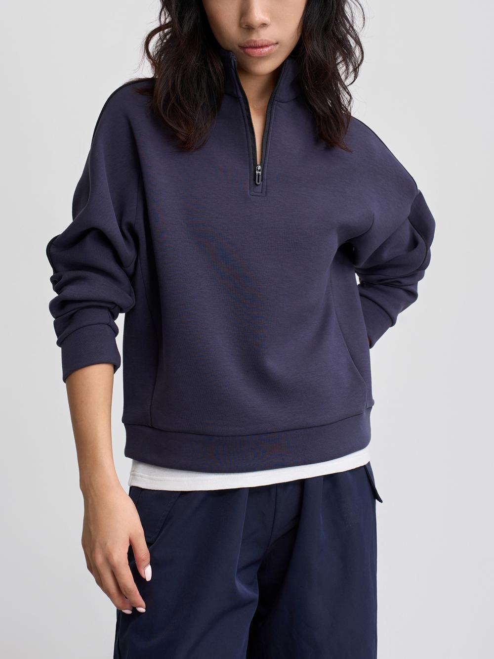 Classic Fleece Oversized Half Zip Sweatshirt  |  Womens Sweats & Hoodies Sweats & Hoodies soft grey marle