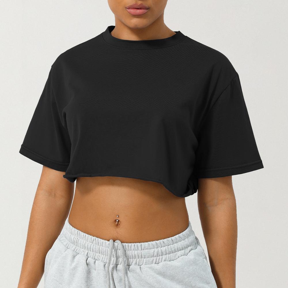 Cropped Boxy Tee  |  Womens Tops Tops black