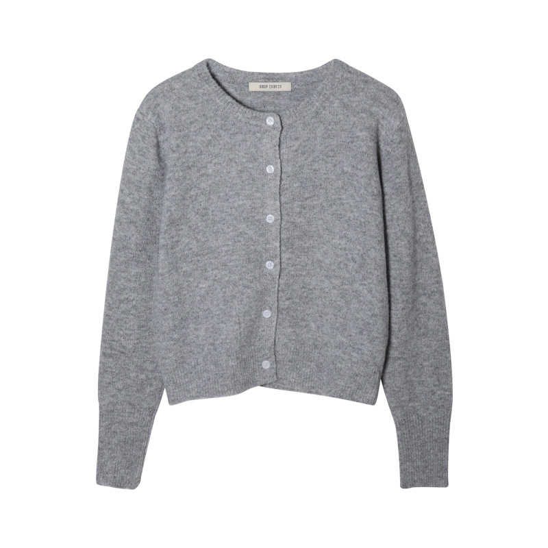 Cropped Knit Cardigan  |  Womens Sweaters & Cardigans Sweaters & Cardigans light grey marle