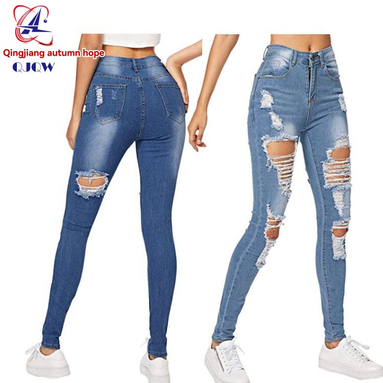 Curvy High Stretch Skinny Jean  |  Womens Jeans Jeans bells blue rip