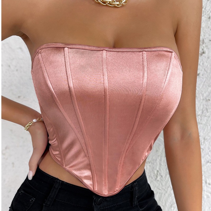 Denim Tube Top  |  Womens Tops Tops metallic