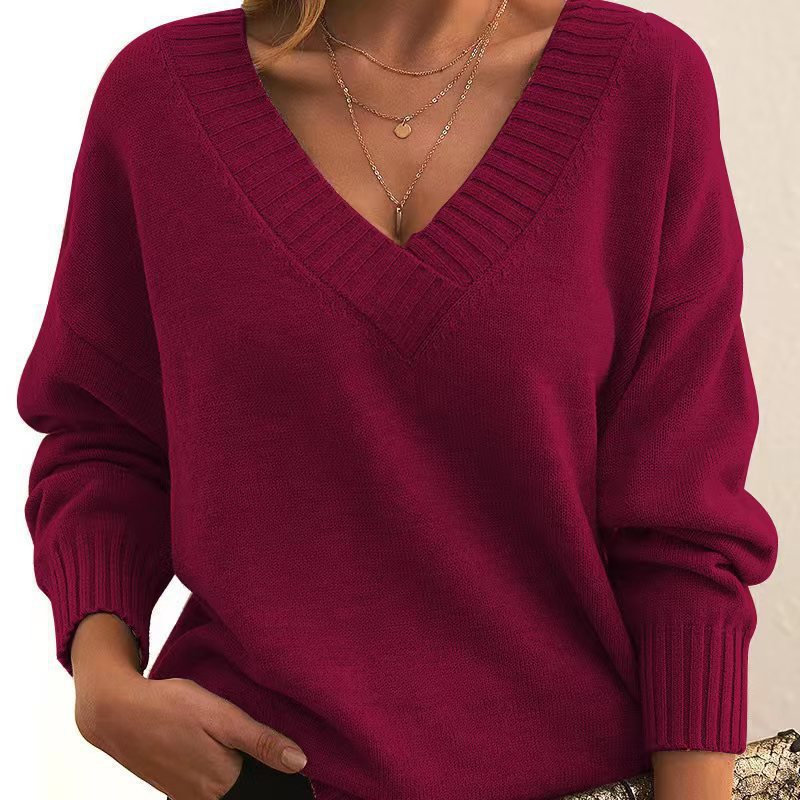 Everfine V-Neck Sweater  |  Womens Tops Tops cherry rouge