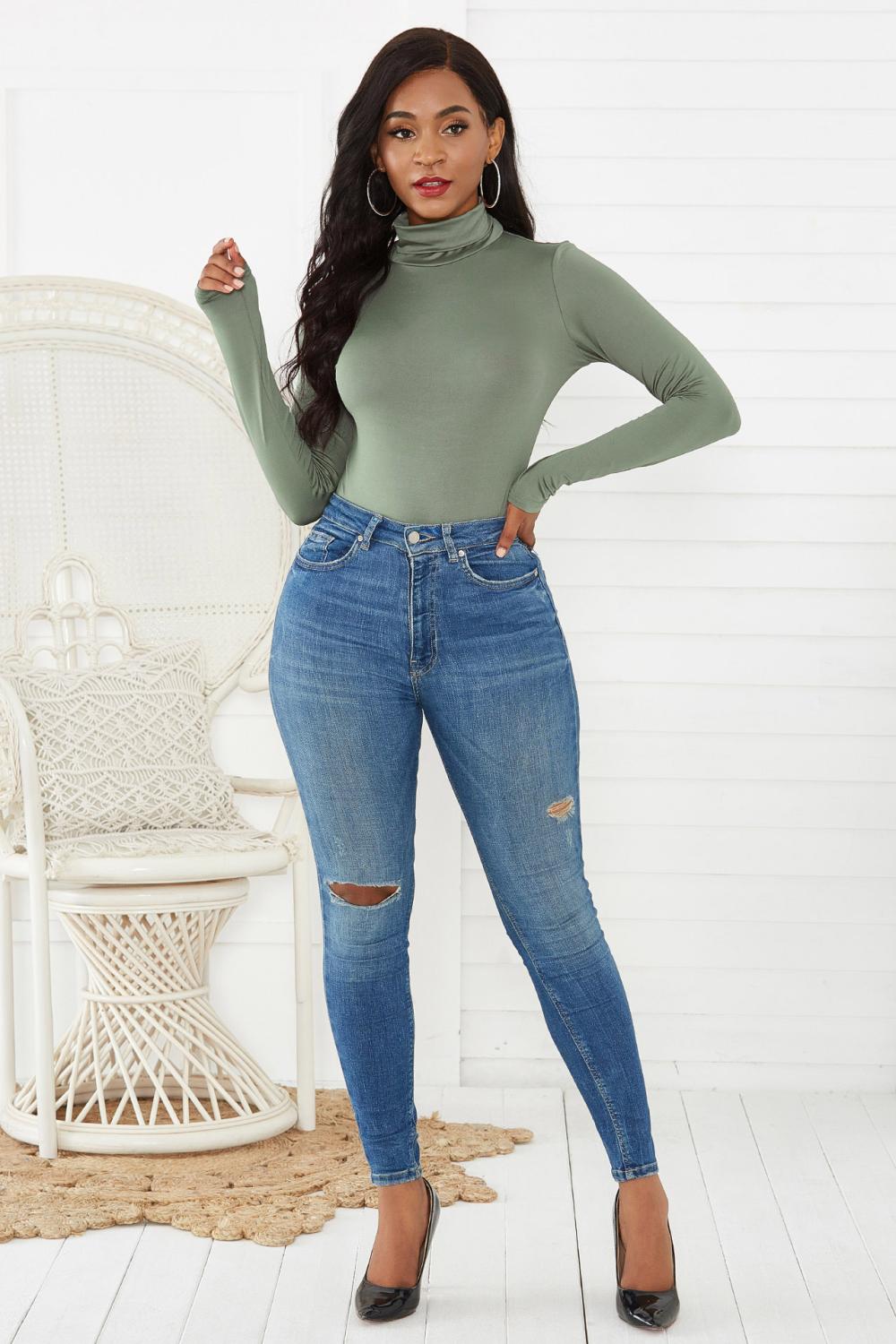 High Rise Skinny Jean  |  Womens Jeans Jeans freshwater blue rip