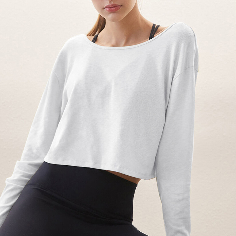 Jordyn Boat Neck Chopped Long Sleeve Top  |  Womens Tops Tops natural white