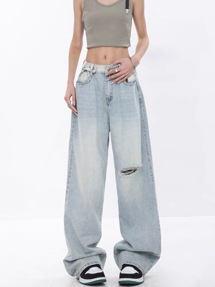 Loose Straight Jean  |  Womens Jeans Jeans crystal blue rip