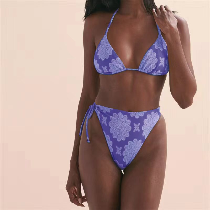 Micro Tanga Brazilian Bikini Bottom  |  Womens Swimwear Swimwear kendelle paisley blue