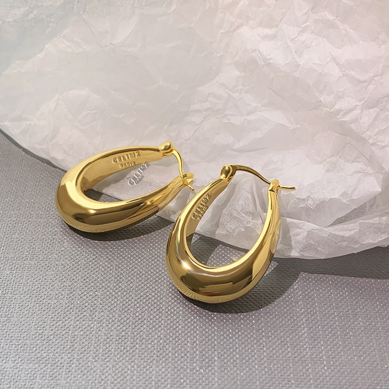 Mid Hoop Earring  |  Womens Jewelry Jewelry gold plated molten hoop