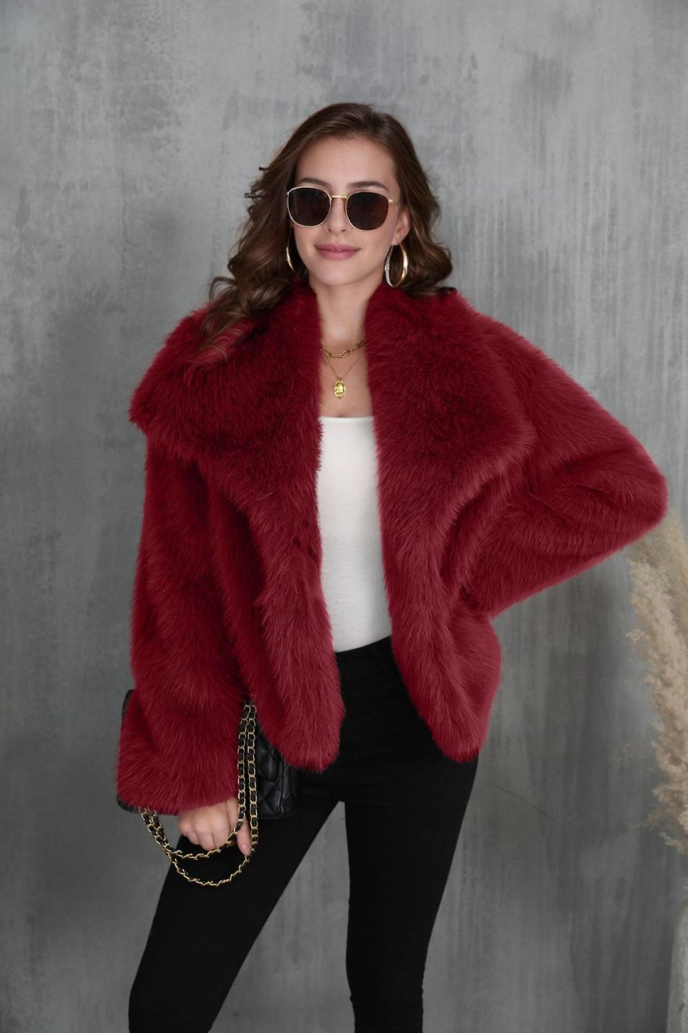 Mimi Faux Fur Jacket  |  Womens Jackets Jackets cherry choc