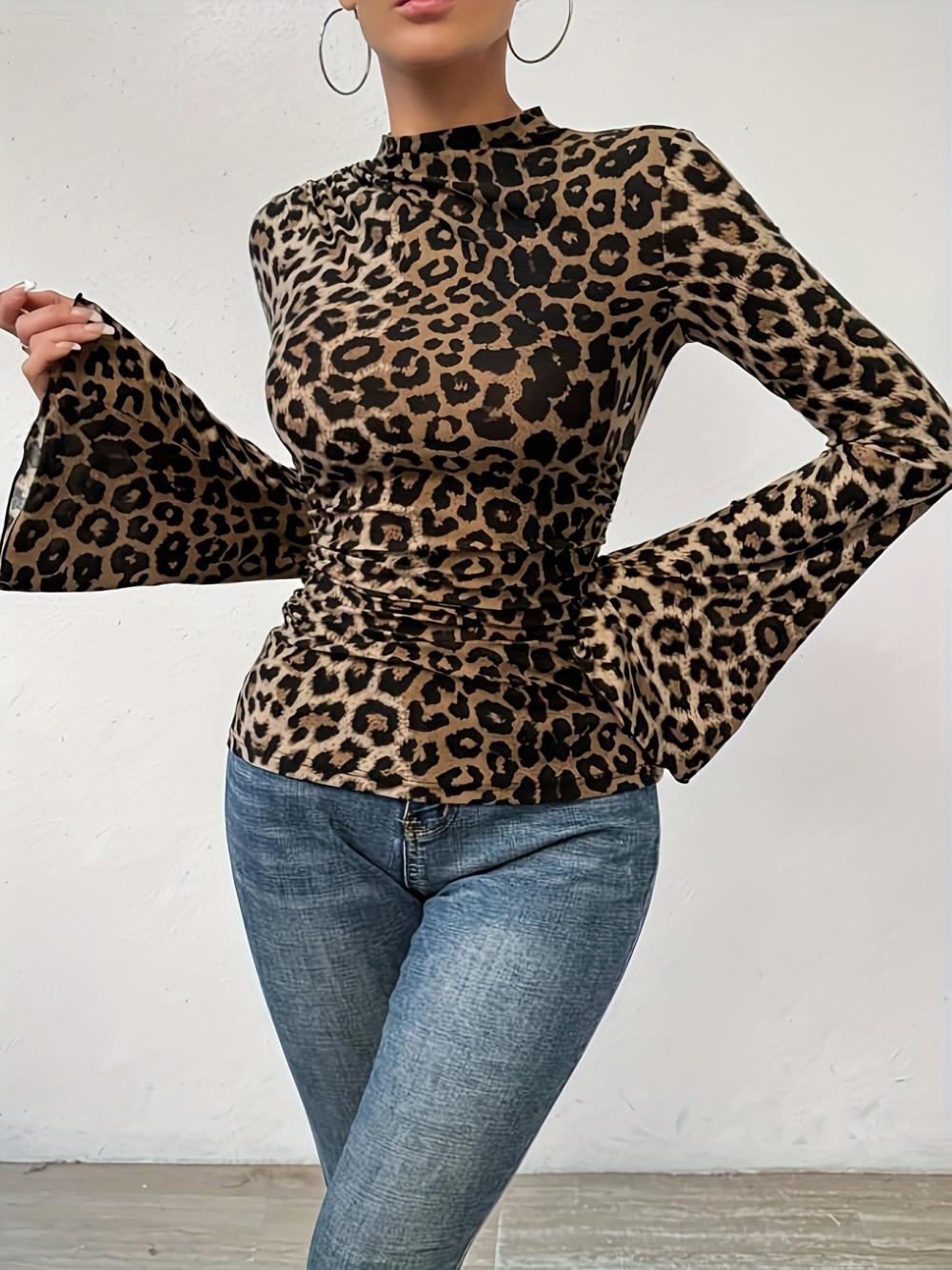 Rhi Gathered Off The Shoulder Long Sleeve  |  Womens Tops Tops kate leopard