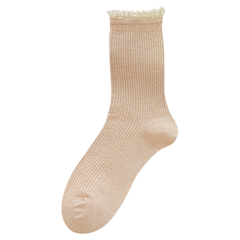 Scalloped Mid Crew Sock  |  Womens Socks Socks cherry