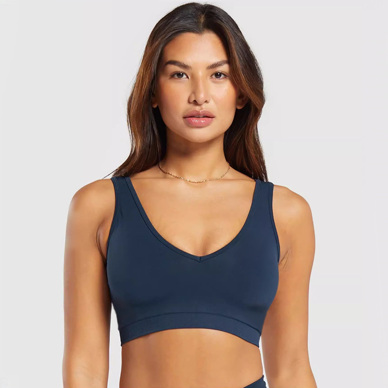 Seamless Plunge Strappy Back Crop  |  Womens Tops Tops black