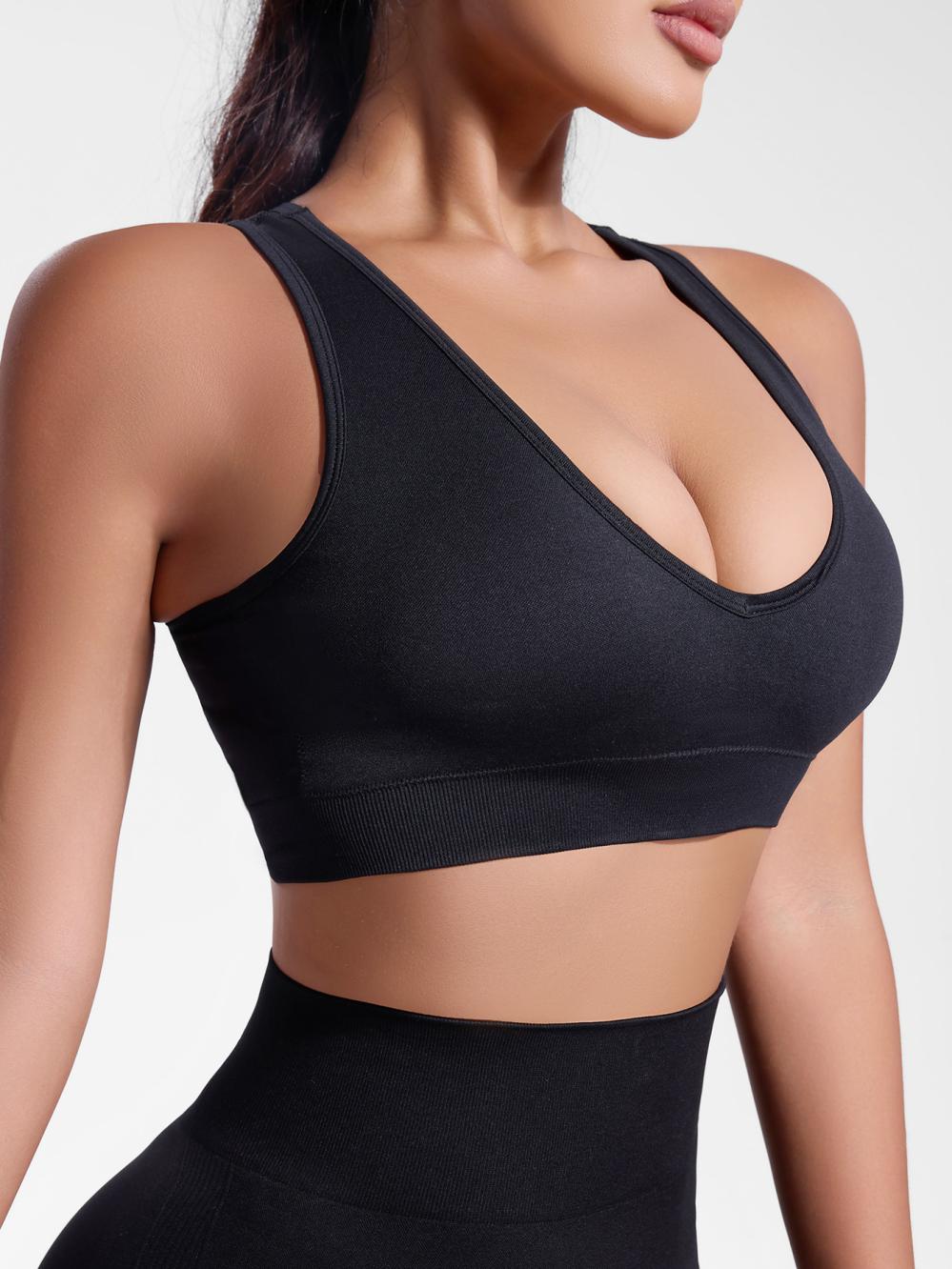 Seamless Plunge Strappy Back Crop  |  Womens Tops Tops Tops