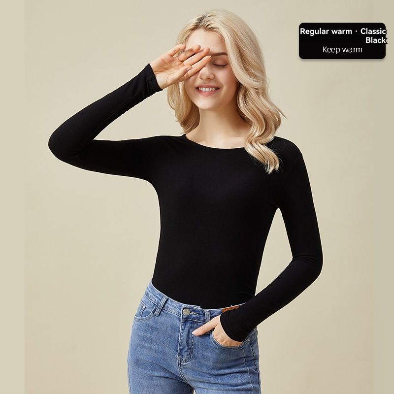 Staple Rib Boat Neck Long Sleeve Top  |  Womens Tops Tops black