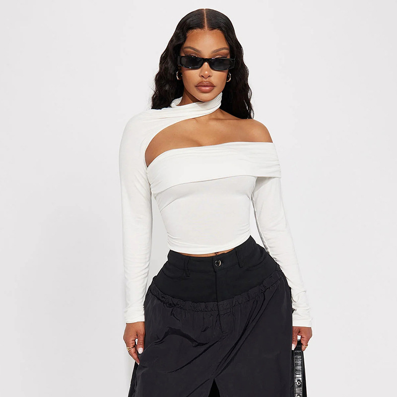 Staple Rib Off Shoulder Long Sleeve Top  |  Womens Tops Tops Tops