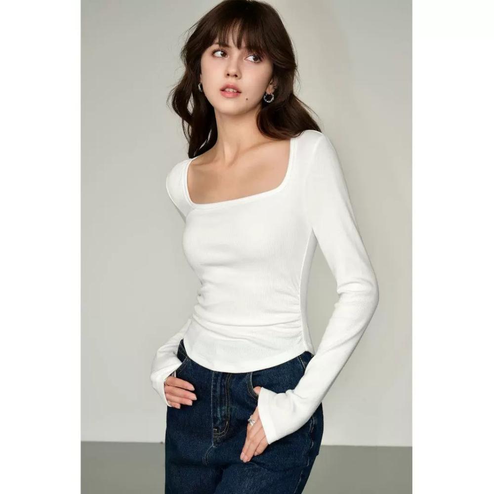 Staple Rib Scoop Neck Long Sleeve Top  |  Womens Tops Tops Tops