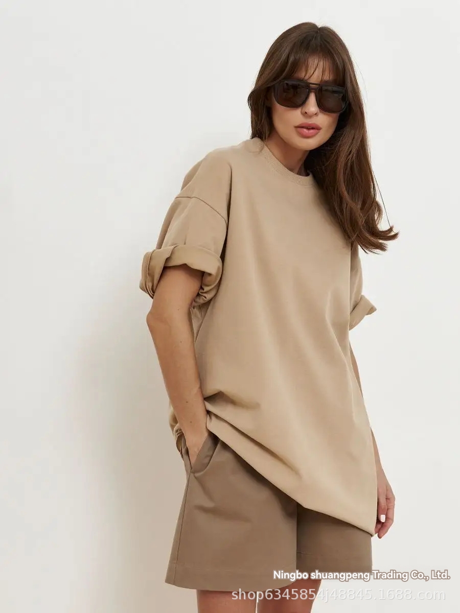 The Boxy Oversized Tee  |  Womens Tops Tops mid taupe