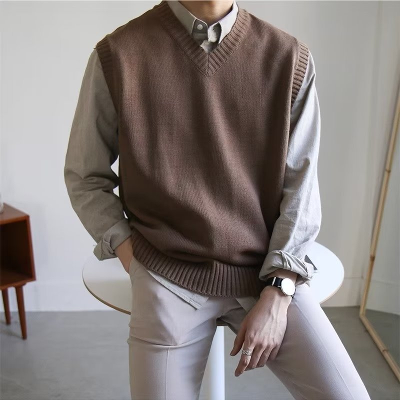 Vintage Knit Vest  |  Mens Sweaters Mens Clothing beige